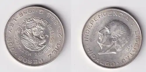 10 Pesos Silber Münze Mexiko Miguel Hidalgo Costilla 1956 (162920)