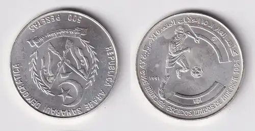 500 Pesetas Silber Münze Sahara 1991 Fussball WM USA 1994 (161103)