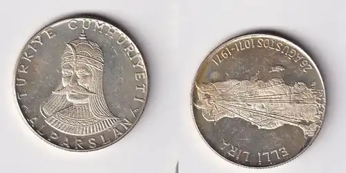 50 Lira Silbermünze Türkei Schlacht bei Malazgirt 1971 Stgl. (162919)