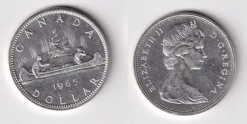 1 Dollar Silbermünze Kanada Indianer im Kanu 1965 vz+ (162921)