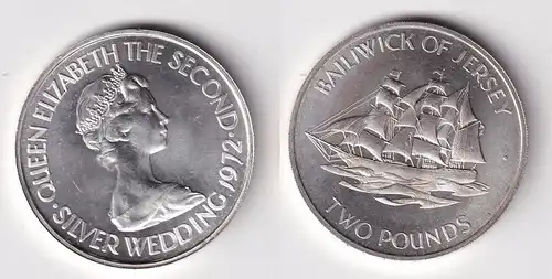 2 Pfund Silber Münze Ballwick of Jersey Segelschiff 1972 Stgl. (160243)