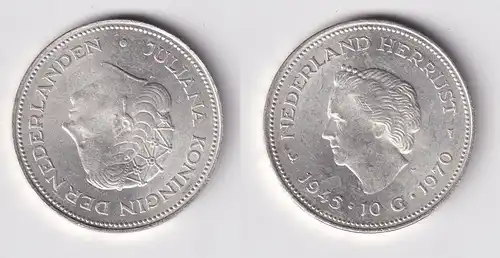 10 Gulden Silber Münze Niederlande 1945-1970 (162928)
