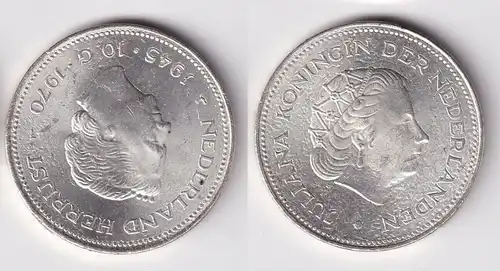 10 Gulden Silber Münze Niederlande 1945-1970 (162632)