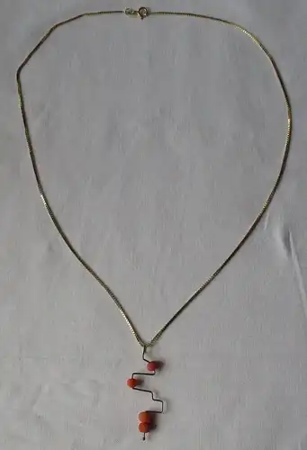 elegante 333er Gold Damen Halskette mit Korallen Anhänger (134364)