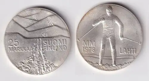 25 Markkaa Silbermünze Finnland Nordische Ski WM Lahti 1978 vz+ (160805)