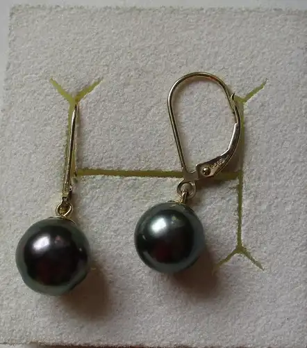 elegante 585er Gold Ohrringe mit kleinen Perlen (163203)