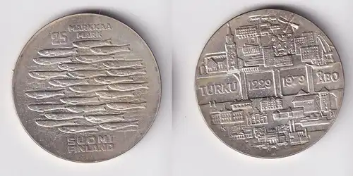 25 Markkaa Silbermünze Finnland 750 Jahre Turku 1979 vz (160755)