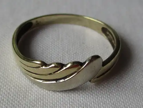 eleganter 585er Gold Ring mit Bicolor Ringschiene (125156)