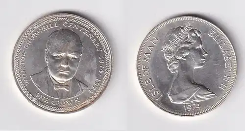 1 Crown Silbermünze Isle of Man Winston Churchill 1874 - 1974 (162019)