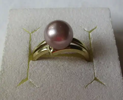 eleganter 333er Gold Ring mit lilafarbener Perle (162989)