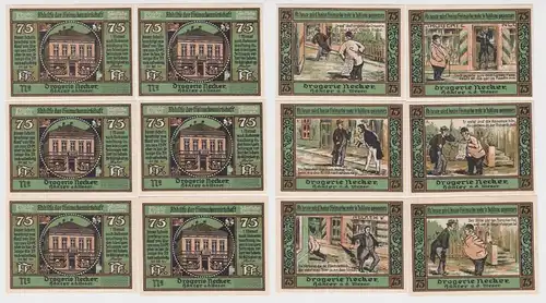 6 x 75 Pfennig Banknoten Notgeld Höxter Drogerie Necker o.D. (1922) (163769)