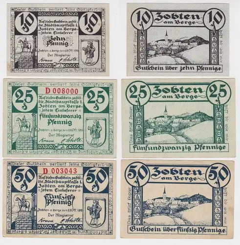 10,25 & 50 Pfennig Banknoten Notgeld Stadt Zopten am Berge 1919 (151402)