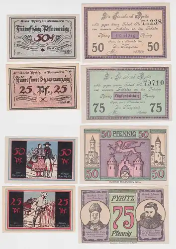 25, 2 x 50 & 75 Pfennig Banknoten Notgeld Kreis Pyritz in Pommern 1921 (163133)