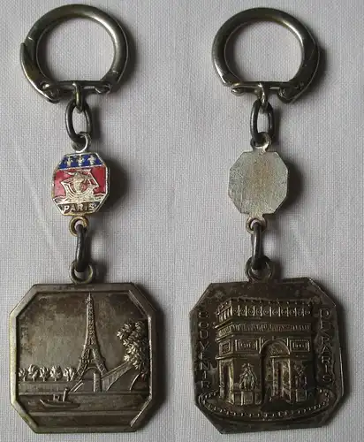 alter Schlüsselanhänger Souvenir de Paris Eiffelturm & Triumphbogen (161675)