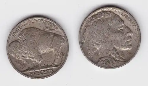 5 Cents Kupfer Nickel Münze USA 1937 (141763)