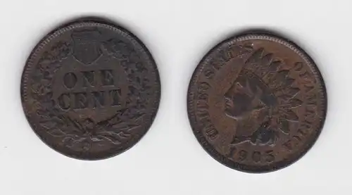 1 Cent Kupfer Münze USA 1905 (142534)