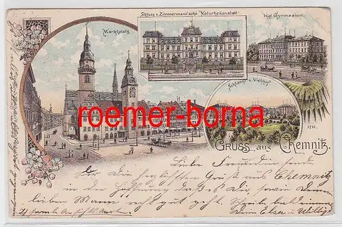 77742 Ak Lithographie Gruss aus Chemnitz Naturheilanstalt 1899