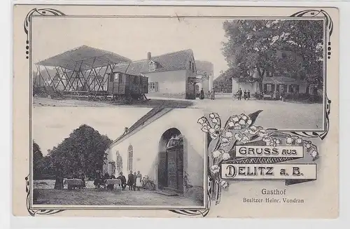 85020 Mehrbild Ak Gruss aus Delitz am Berge Gasthof 1908