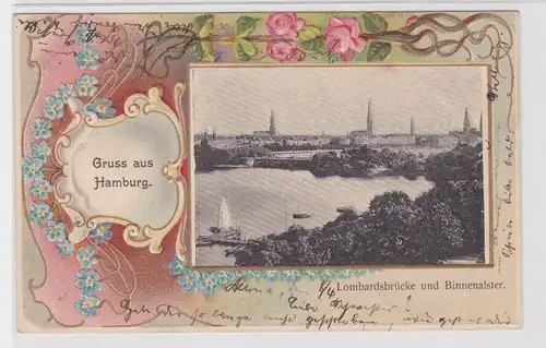 903618 Präge Ak Gruß aus Hamburg Lombardsbrücke und Binnenalster 1903