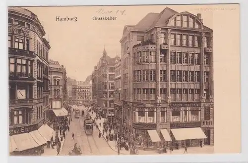 903619 Ak Hamburg Graskeller mit Verkehr und Straßenbahn 1914
