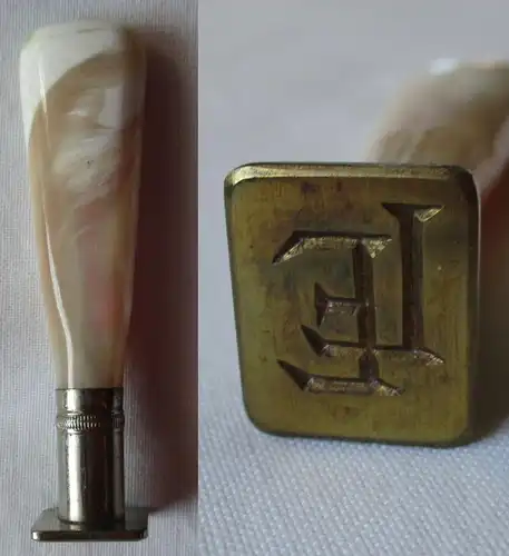 antiker Jugendstil Petschaft Stempel Siegel mit Monogramm LE (111836)