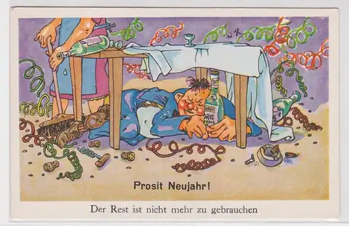 900904 Prosit Neujahr Humor Ak "Der Rest ist nicht mehr zu gebrauchen" um 1940