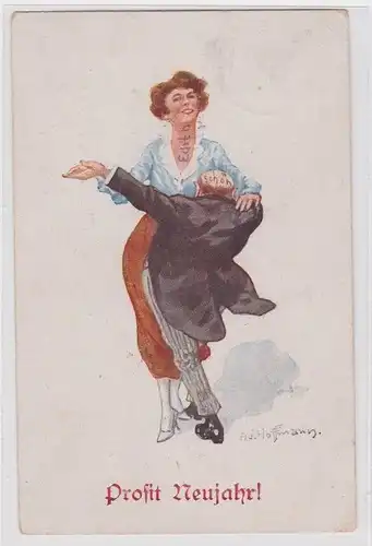 903282 Prosit Neujahr Humor Ak Tanzpaar um 1920