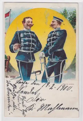 900636 Militär Ak 2 Soldaten in Husaren Uniform 1900