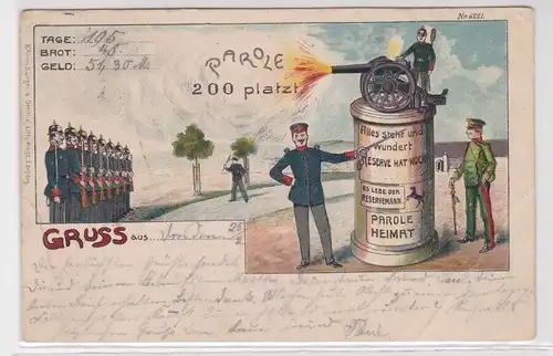 75117 Militär Humor Ak Gruß aus Dresden Parole 200 platzt 1901