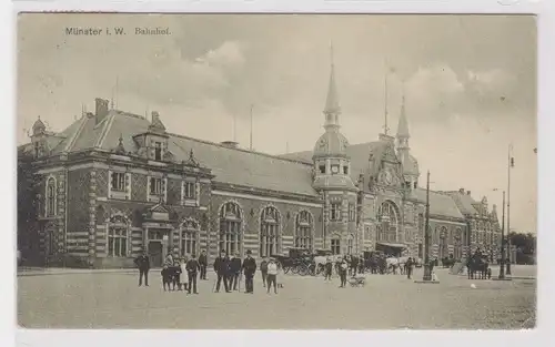 27803 Ak Münster in Westfalen Bahnhof 1908