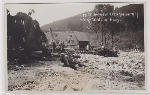 900542 Foto AK Kratzhammer Hochwasser 1927 weggespültes Haus