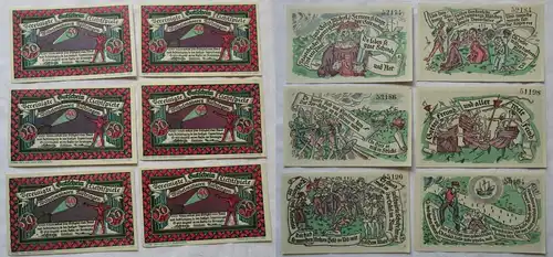 6 Banknoten Notgeld Wilhelmshaven Rüstringen Lichtspiele o.D. (1921) (163529)