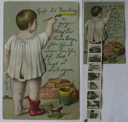 903406 Leporello Ak Nürnberg Kind mit Pinsel und Farbeimer 1912