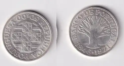 50 Escudos Silbermünze Portugal 125 Jahre Bank-Portugal 1971 (161539)