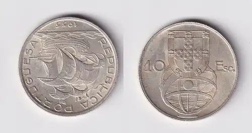 10 Escudos Silber Münze Portugal 1955 (162371)