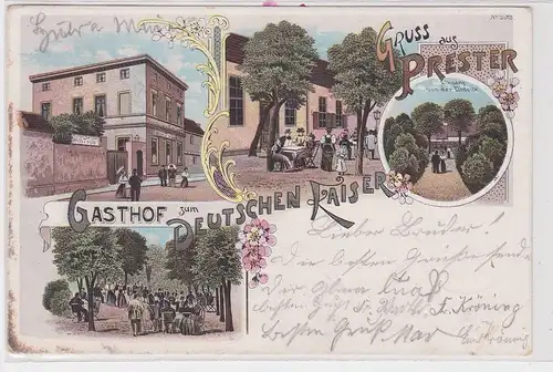 84806 Ak Lithographie Gruß aus Prester Gasthof zum deutschen Kaiser 1901