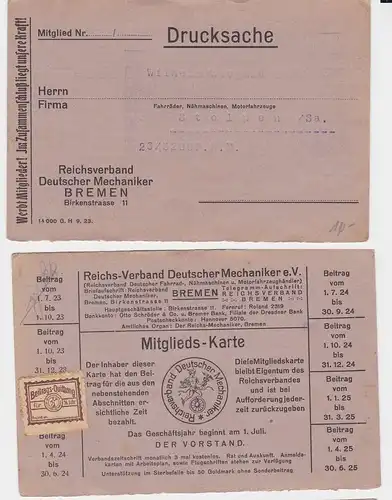 11104 Reklame Ak Reichsverband deútscher Mechaniker Bremen um 1923