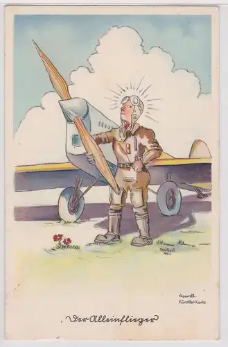45957 Feldpost Künstler Ak "Der Alleinflieger" 1941
