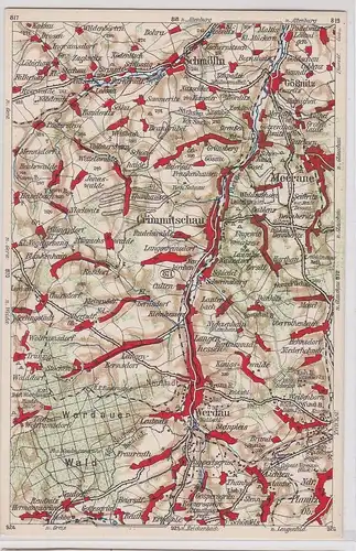 903354 Landkarten Ak Wona-Karte D Werdau, Crimmitschau, Schmölln usw.