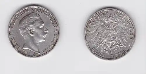 3 Mark Silbermünze Preussen Kaiser Wilhelm II 1909 Jäger 103  (132515)
