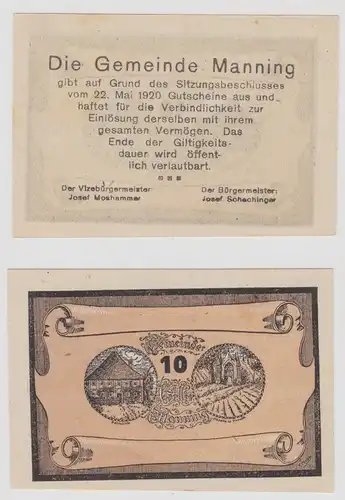 10 Heller Banknote Manning 22.05.1920 (134383)