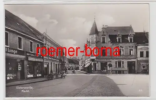 77443 Foto Ak Elsterwerda Markt mit Kaufhaus Theodor Bruns u.a. Geschäften 1940