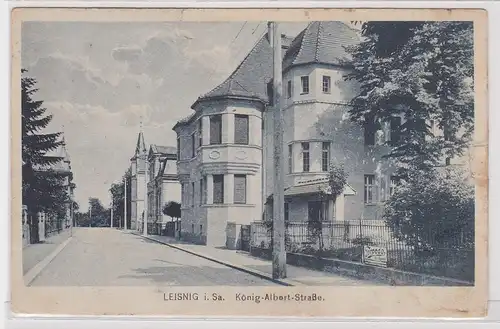 902990 Ak  Leisnig in Sachsen König Albert Strasse um 1920