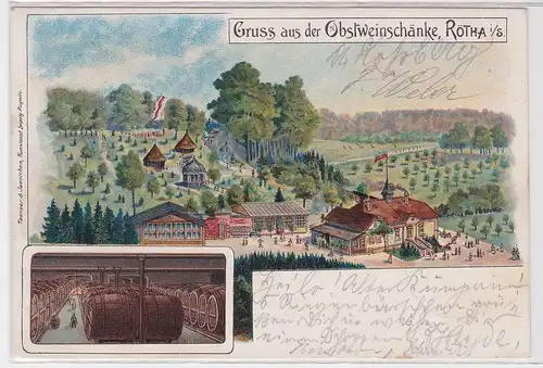 902363 Ak Lithographie Gruß aus der Obstweinschänke Rötha i.Sa. 1901