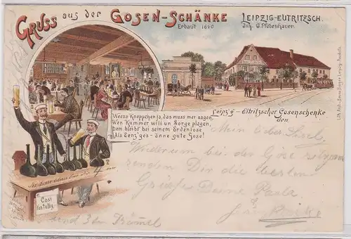 902358 Ak Lithographie Gruß aus der Gosen-Schänke Leipzig Eutritzsch 1895