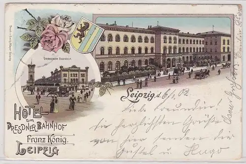 903103 Ak Lithographie Leipzig Hotel zum Dresdner Bahnhof 1902
