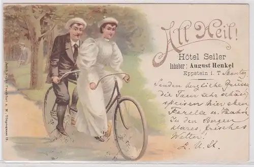 902260 Radfahrer Ak Lithographie Eppstein i.Taunus Hotel Seiler 1898