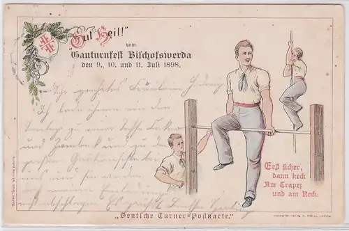 902516 Ak Lithographie Gut Heil vom Gauturnfest Bischofswerda 1898