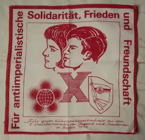 DDR Stoff Tuch X. Weltfestspiele der Jugend und Studenten Berlin 1973 (164044)