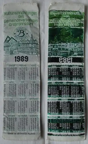 DDR Stoff Kalender Kultureinrichtungen Gemeindeverb. Großröhrsdorf 1989 (163919)